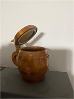 Copper and carved wood beer stein