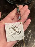 NOS - Handmade Glass beads hat pin #2