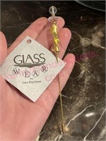 NOS - Handmade Glass beads hat pin #1
