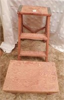 Vintage wooden stool, 2 step ladder