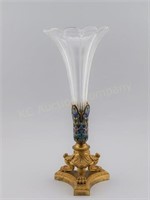 Gilt Bronze.Champleve.Cut Glass Vase