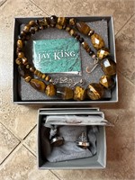 Jay King Tigers Eye Necklace and Earrings B