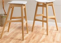 Set of 2, Bar Stools, Light Beige