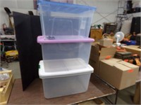 3 clear totes with lids