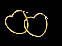 New-Gold ton heart shaped hoops earrings