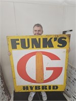 VTG Embossed FUNKS HYBRID Metal Farm Sign