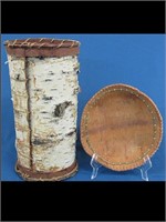 LOT OF TWO BIRCH BARK INDIAN MADE CONTAINERS