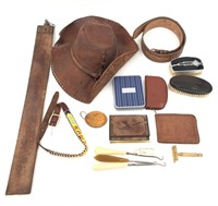 Vintage Leathers Hat Wallet Gentlemans Brush