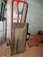 Hand Truck dolly & wood creeper shows wear