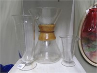 Vtg. Chemex Glass Coffee Pot & 2 Vtg. Lab