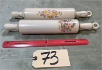 2 Ceramic Flower Rolling Pins