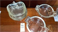 Vintage - glass ashtrays & apple dishes- lot of