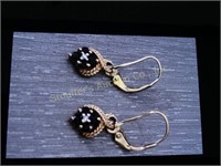 14kt Gold sapphire & diamond earrings