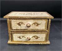 Small Vintage 2 Drawer Box Gold Tone Italy