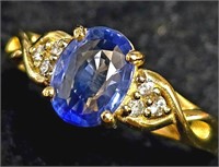 $2250 14K  3.6G Natural Sapphire(1.1ct) Diamond(0.