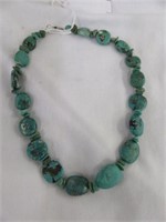 STERLING AND TURQUOISE NECKLACE 7"