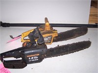 Two electric chainsaws and pole