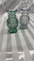 2Pc Set of Fenton Melon Vases. Opalescent Light
