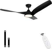 56' Black Ceiling Fan with Lights  Dimmable