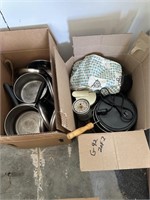Two Boxes Kitchen Pots Pans and More   G42