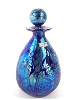 Blue Iridescent Art Glass Perfume & Stopper, Gozo