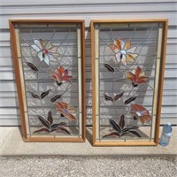 2 Stained Glass Windows 19" Wide x 35.5" High