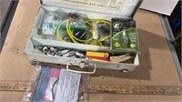 Metal Box with Small Engine Spark Plugs & Parts