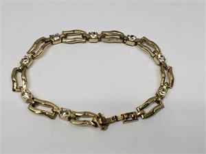 Vintage Chain Bracelet with Crystal 7"