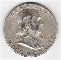 1963 P 90% Silver US Franklin Half Dollar