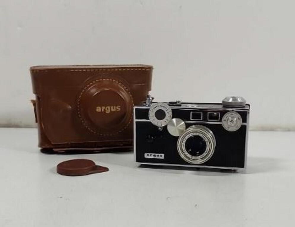 Vintage Argus camera with leather case