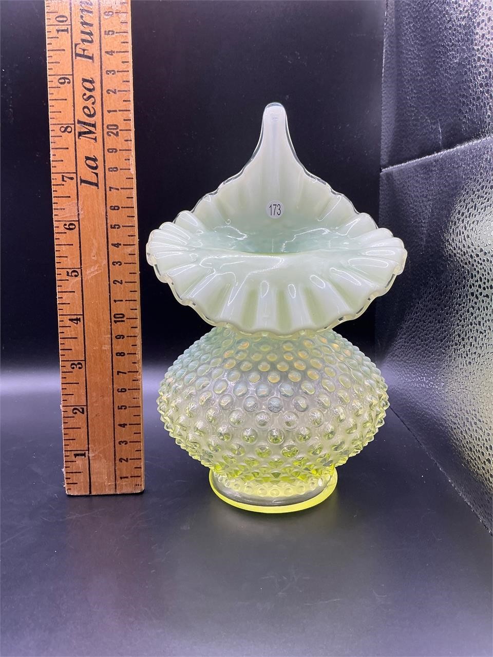 Vaseline Hobnail Fenton Vase