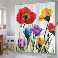 Shower Curtain Tulip Flower 71x71 Inch