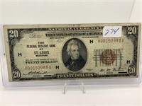 1929 $20 Bill St Louis Mo