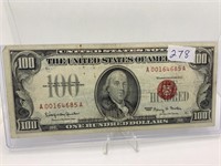 1966 $100 Bill Red Seal