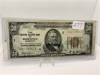1929 $ 50 Bill Minneapolis, MN