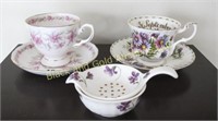 2 Bone China Cups, Saucers and Tea Rest