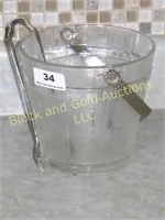 Glass Ice Bucket w/ Metal Ice Tongs