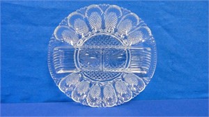 Deviled Egg / Divided Vintage Glass Plate