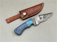 5" Fixed Blade Knife w/Tooled Leather Sheath