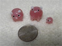 3 Glass Pigs Handmade