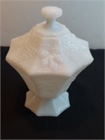 Indiana Harvest Grape Milk Glass Pedestal Jar W