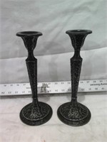 2 CANDLE HOLDERS, DERBY S P COMPANY, 10" T