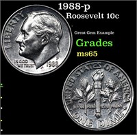 1988-p Roosevelt Dime 10c Grades GEM Unc