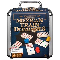 Mexican Train Dominoes Set Tile Board Game in Alum