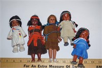 Lot of 5 Vintage Indian Dolls