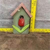 Teal Birdhouse with Tulip Wall Hanging