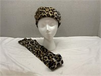 Vintage Leopard Hat & Scarf