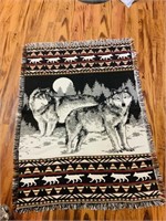 Native American Wolf woven blanket