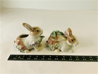 2pcs Fitz & Floyd Essentials Botanical Bunnys