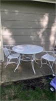 METAL PATIO TABLE &2 CHAIRS